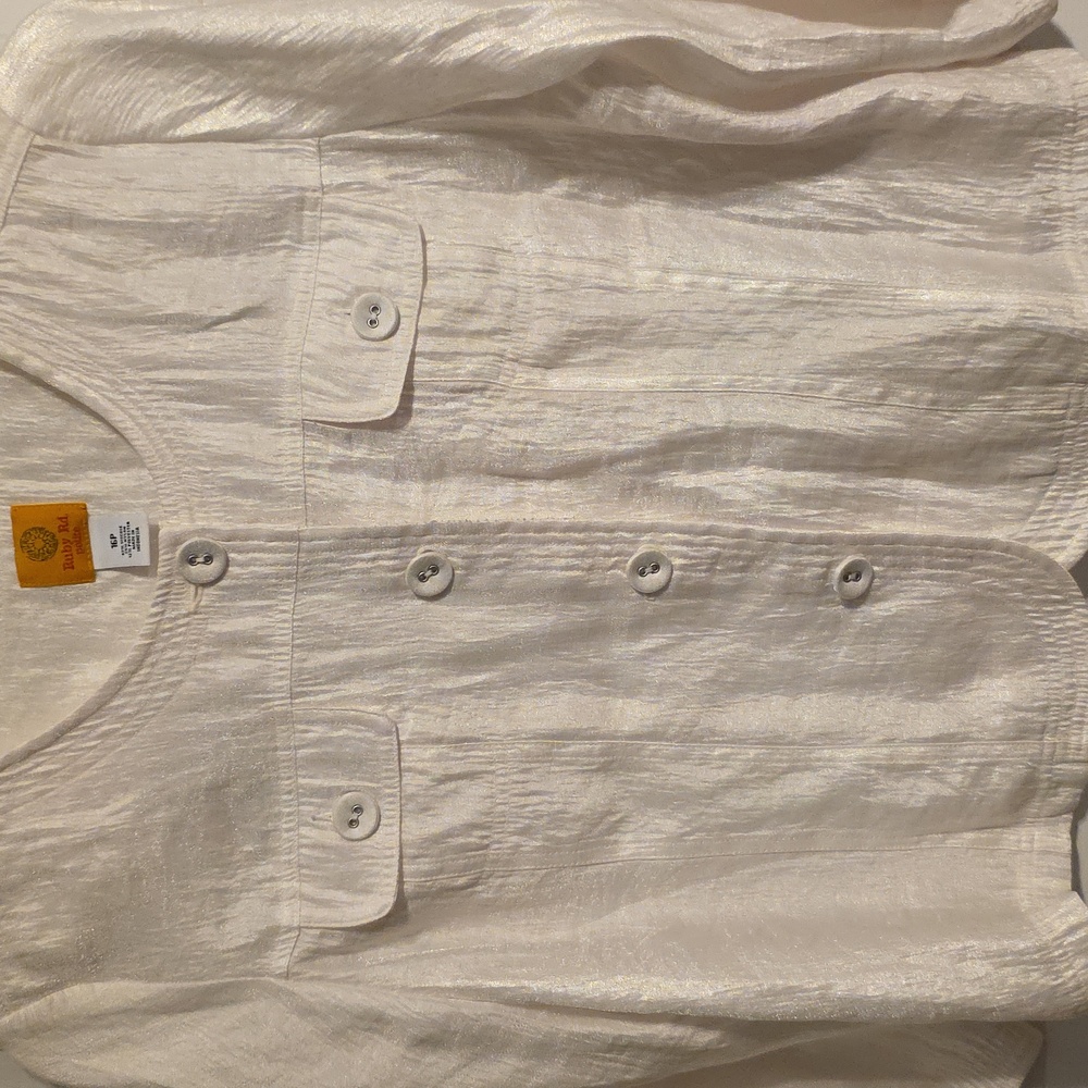Ruby Rd. White Shimmery Button-Up Jacket - Picture 4 of 7